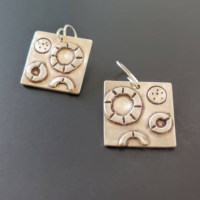 Diatom Earrings, Sterling Silver Circle Earrings, OOAK, Modern, Organic Jewelry image 4