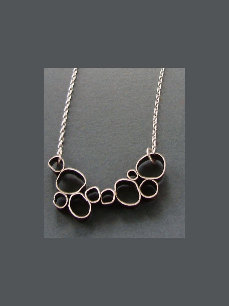 Organic Loops Pendant, Silver Ovals, Funky Circles, Edgy, Modern Necklace, Artisan Metalwork image 1