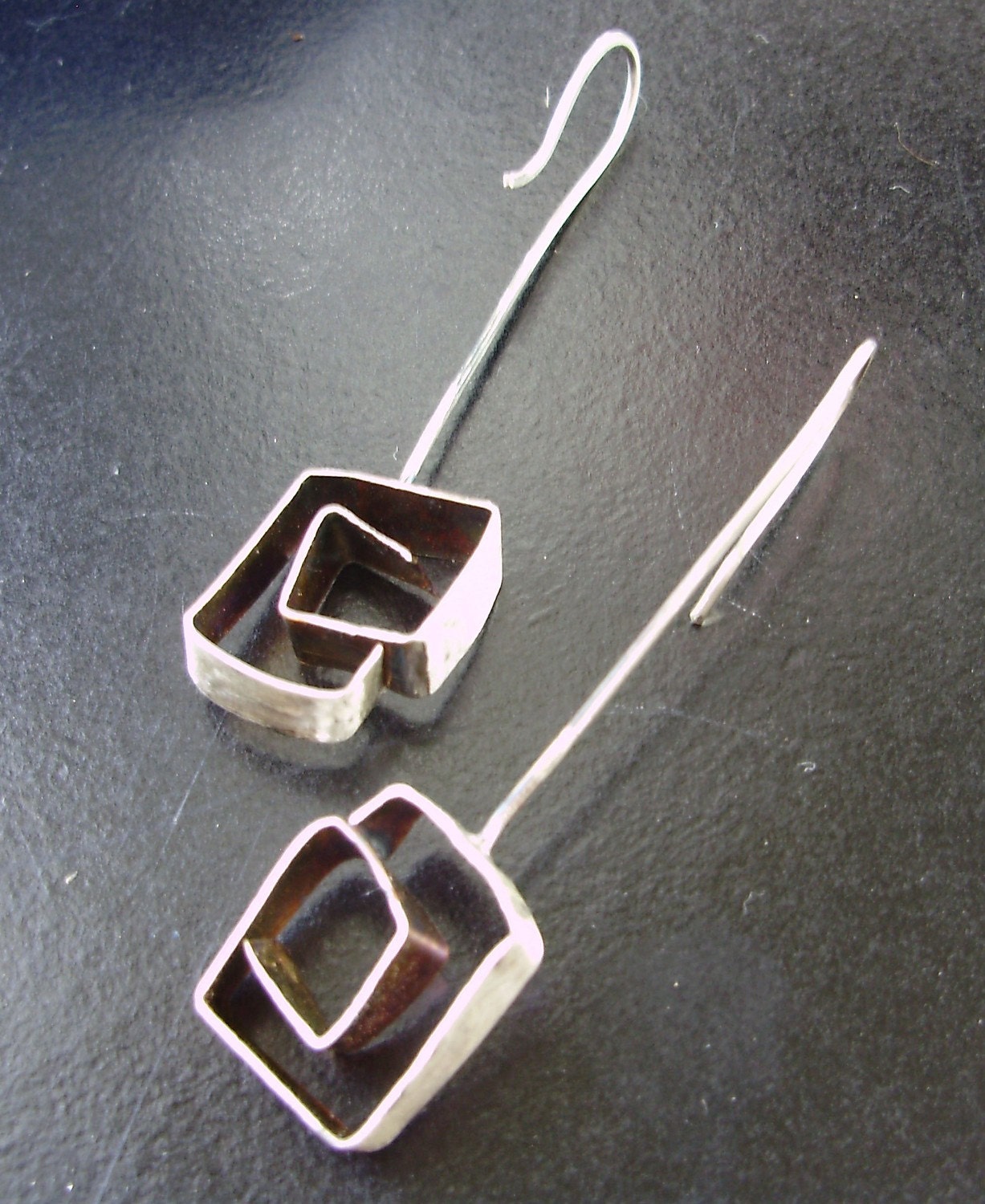Square Sqiggles Geometric Earrings Modern Contemporary Art - Etsy