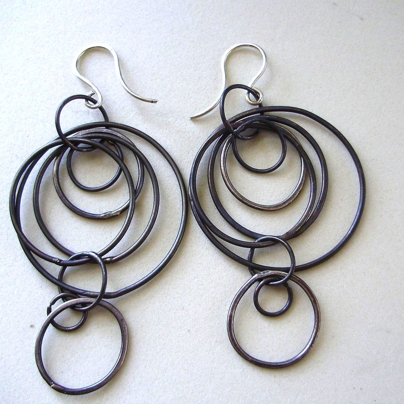 Super Loopy Earrings, Silver, Oxidized Hoop, Statement, Edgy, Hip, Funky Earrings image 2