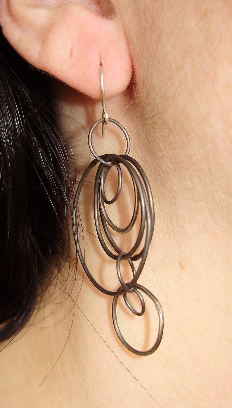 Super Loopy Earrings, Silver, Oxidized Hoop, Statement, Edgy, Hip, Funky Earrings image 3