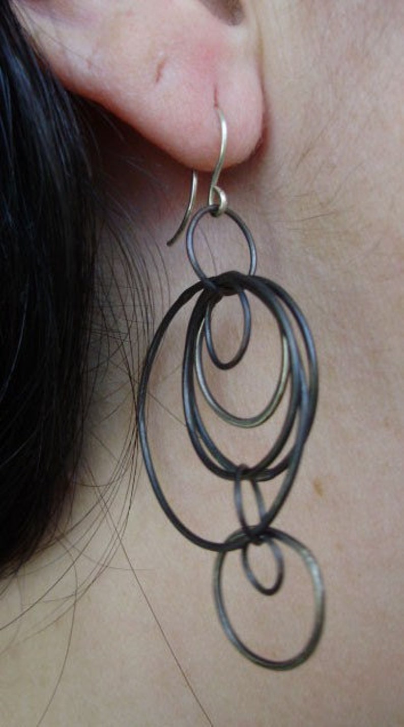 Super Loopy Earrings, Silver, Oxidized Hoop, Statement, Edgy, Hip, Funky Earrings image 6