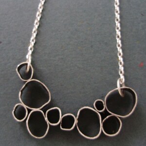 Organic Loops Pendant, Silver Ovals, Funky Circles, Edgy, Modern Necklace, Artisan Metalwork image 6