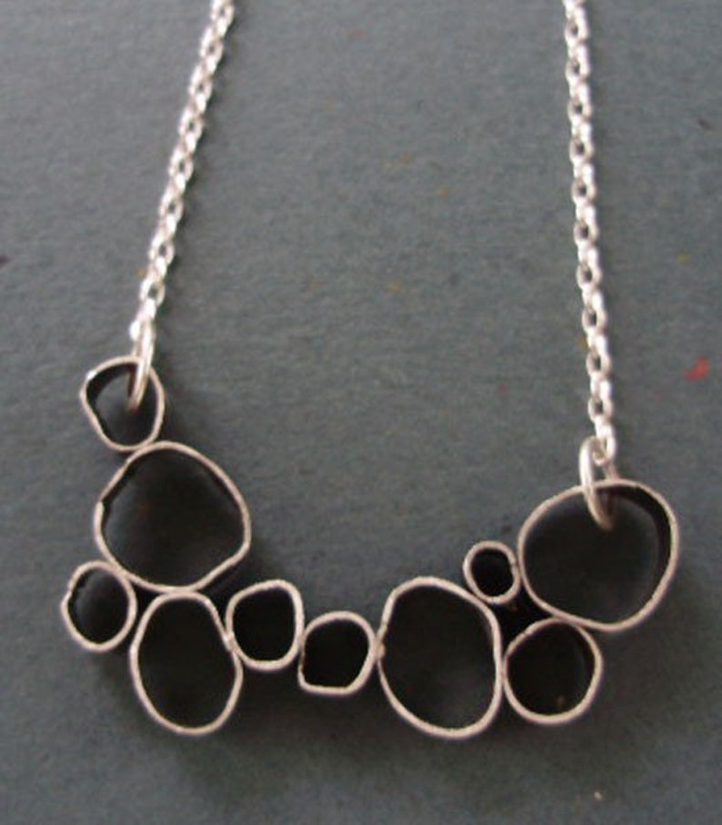 Organic Loops Pendant, Silver Ovals, Funky Circles, Edgy, Modern Necklace, Artisan Metalwork image 6