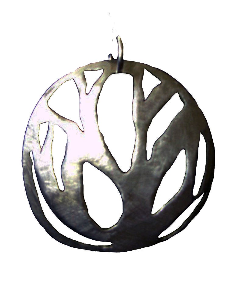 Tree of Life Pendant, Handmade Pierced Pendant, Silver Necklace, Black and White Necklace image 4