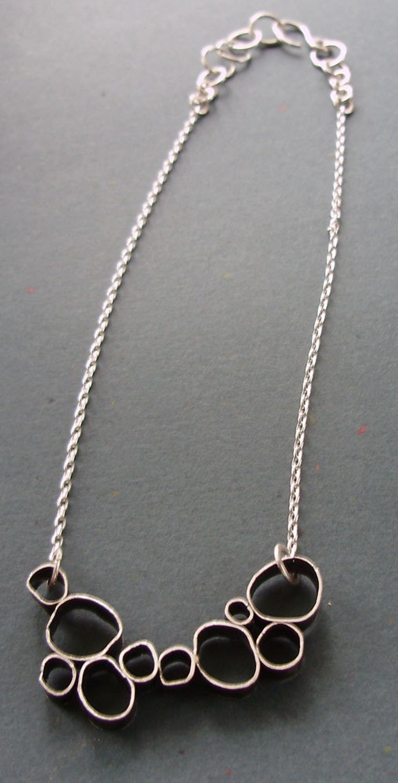 Organic Loops Pendant, Silver Ovals, Funky Circles, Edgy, Modern Necklace, Artisan Metalwork image 4