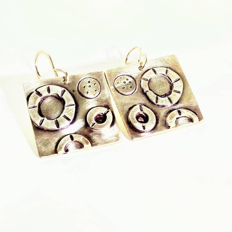 Diatom Earrings, Sterling Silver Circle Earrings, OOAK, Modern, Organic Jewelry image 2