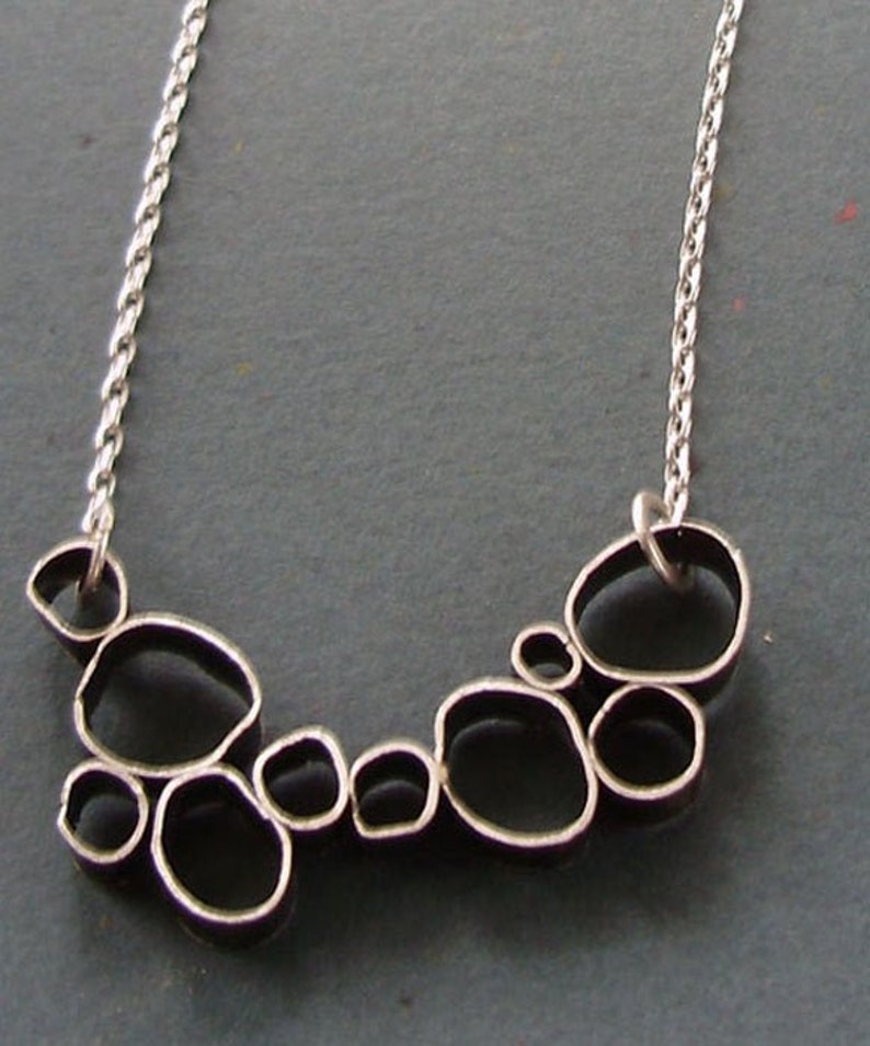 Organic Loops Pendant, Silver Ovals, Funky Circles, Edgy, Modern Necklace, Artisan Metalwork image 3