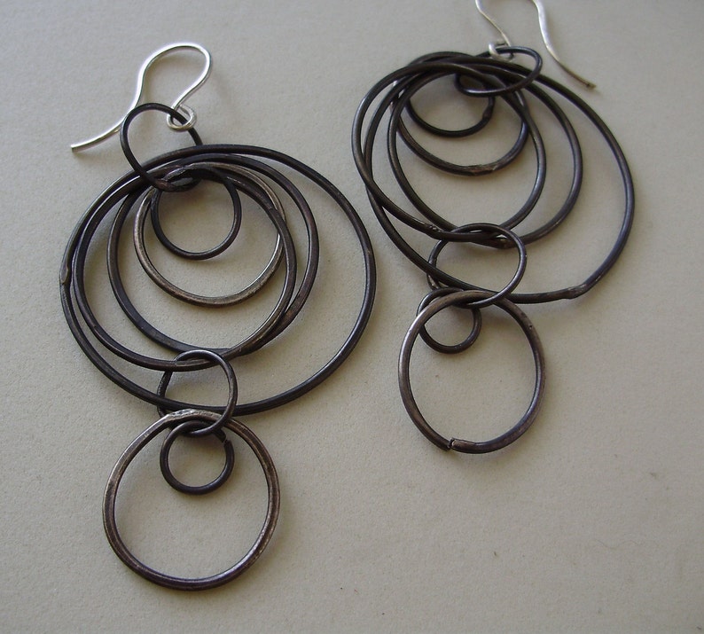 Super Loopy Earrings, Silver, Oxidized Hoop, Statement, Edgy, Hip, Funky Earrings image 5