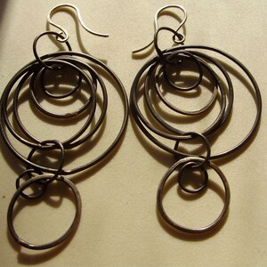 Super Loopy Earrings, Silver, Oxidized Hoop, Statement, Edgy, Hip, Funky Earrings image 4