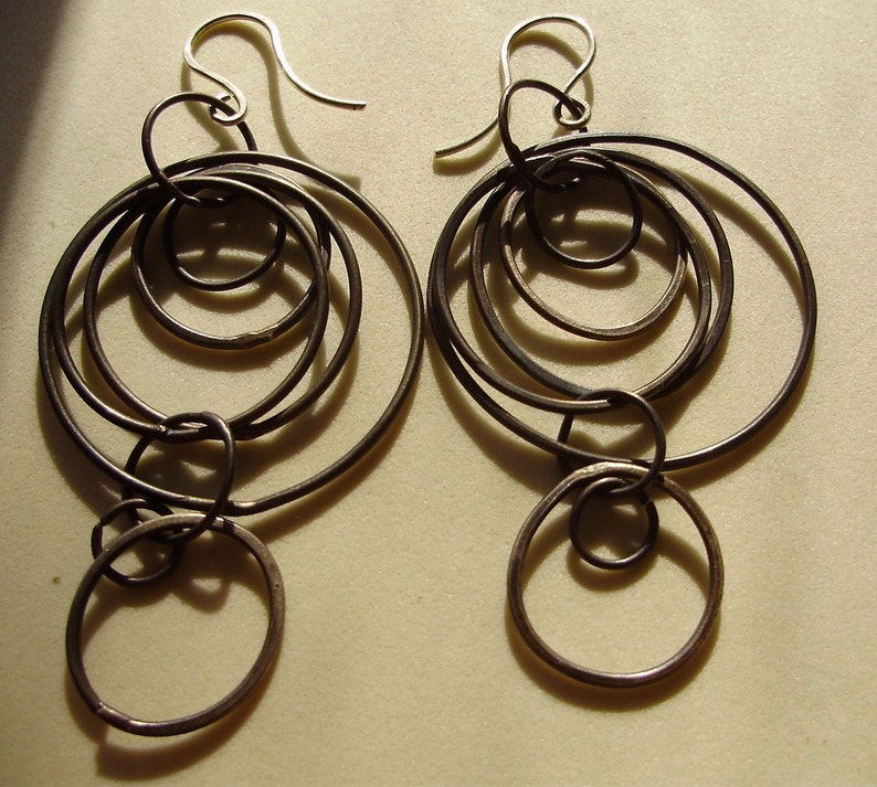 Super Loopy Earrings, Silver, Oxidized Hoop, Statement, Edgy, Hip, Funky Earrings image 4