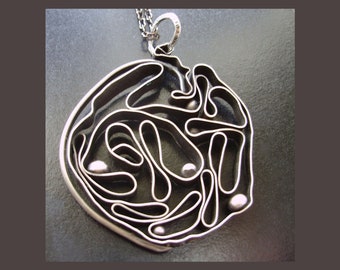 Mitochondria with Vesicles Pendant, Energy Pendant, Fine Silver Pendant, Artisan Jewelry