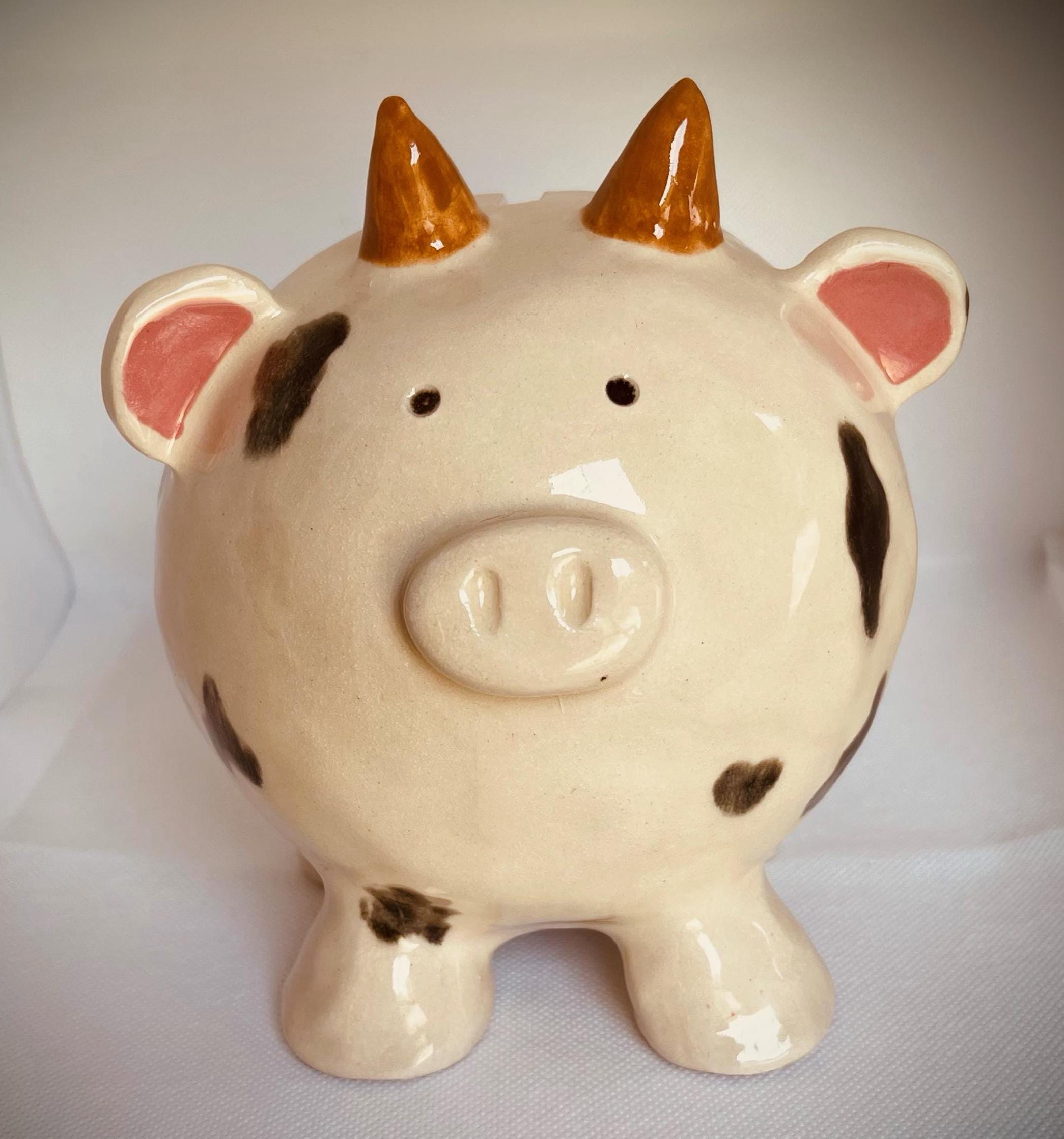 Pink Cow - Handcrafted Leather Money Bank