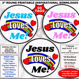 PRINTABLE Tag  \ Jesus Loves Me \ Cookie Tag \ Gift Tags\ Give Aways \ Party \ Homeschool \ Sunday School \ Church \ Bible Camp \ Inspire