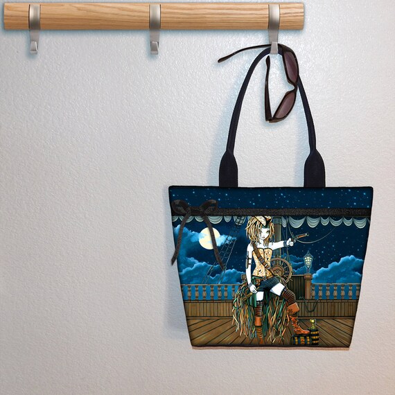 Items similar to Myka Jelina Sky Pirate Helena tote bag, Steampunk girl