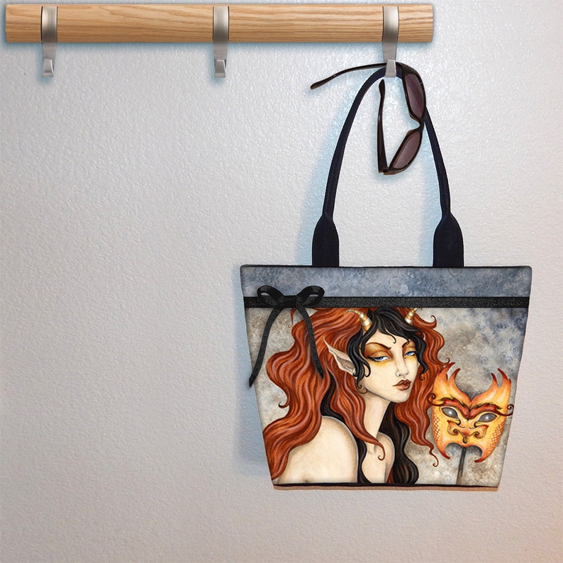 book bag gym bag beach tote large purse Amy Brown Goblin Mask Steampunk tote bag shoulder bag book tote canvas tote