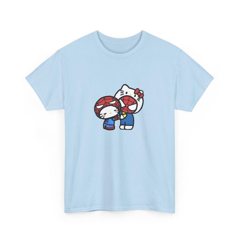 Spiderman x Hello Kitty Love Unisex Tee, Superhero Cartoon Crossover T-Shirt, Comic Book Gift, Casual Top for Fans, Cute Graphic Shirt image 7