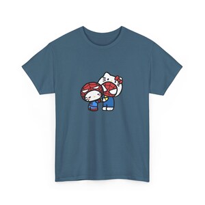 Spiderman x Hello Kitty Love Unisex Tee, Superhero Cartoon Crossover T-Shirt, Comic Book Gift, Casual Top for Fans, Cute Graphic Shirt image 8