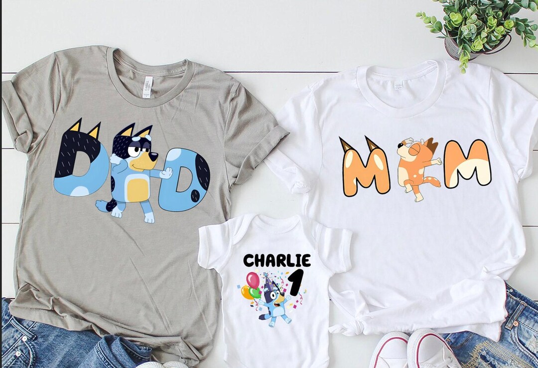 Bluey Mom Dad Shirt Family Matching Shirt Birthday Girl&boy Shirt ...