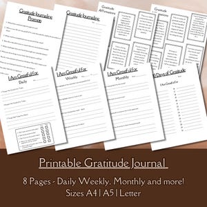 Diario de gratitud / Tema de diario imprimible / Tarjetas de afirmación positiva para la reflexión diaria / Ideas de regalos conscientes / Agradecimiento y agradecimiento