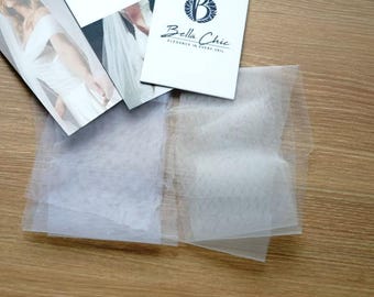 Échantillon de tulle et de dentelle pour une robe de mariée assortie, échantillon de tissu pour une commande de voile personnalisée