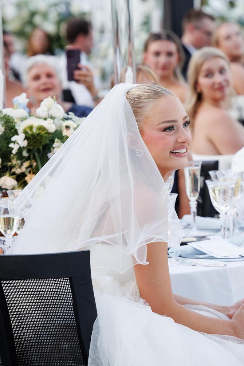 Voile de mariée en tulle ivoire bordure crayon