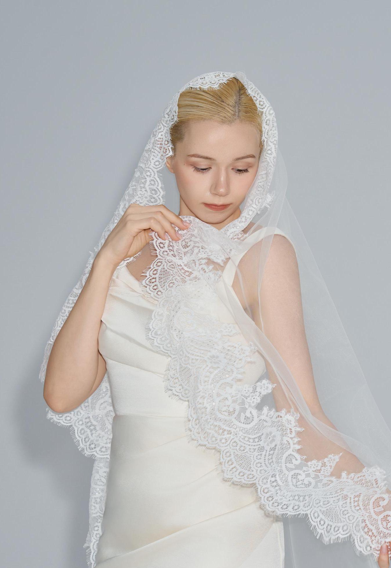Scalloped Edge Veil With Blusher - Etsy