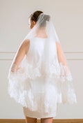 French Lace Wedding Veil, Ivory Tulle Mantilla, 2 Tier with Blusher, Long Cathedral Length product logo