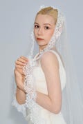 Lace Cathedral Wedding Veil with Blusher, Mantilla Style product logo