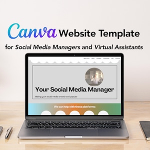 Social Media Manager Website Canva Template | Marketing Website Design | Freelancer Creative Website Portfolio | Landing Page Template