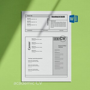 Akademische Lebenslauf Vorlage | Akademischer Lebenslauf | Forscher Lebenslauf | Phd | Recherche Lebenslauf | Akademischer Beruf | Lebenslauf Vorlage für Word | sofort download
