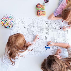 Digital Download Printable Giant Coloring Poster for Kids Fun DIY Activity, Instant Download, Large Coloring Page for Parties & Playdates
