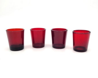 vintage ruby red glass votive cups