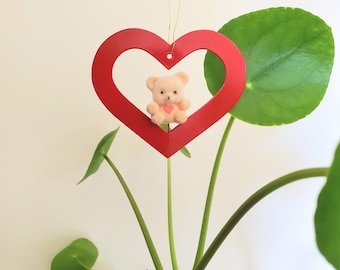 I love you beary much! - cute Valentine teddy bear heart ornament - You are the beary best!