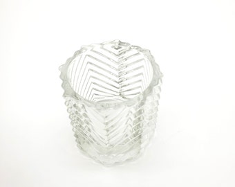 vintage chevron zigzag pattern glass votive candle holder cup