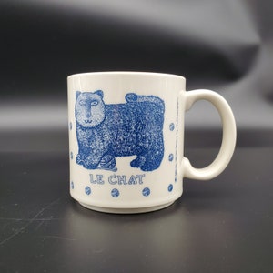 vintage BLUE 1984 Taylor & Ng Mug &quot;Le Chat&quot; (The Cat)