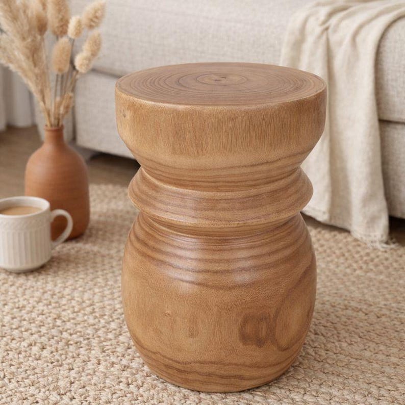 Small Solid Wood Stump Side Table 15.75"h Rustic Round End Table - Etsy