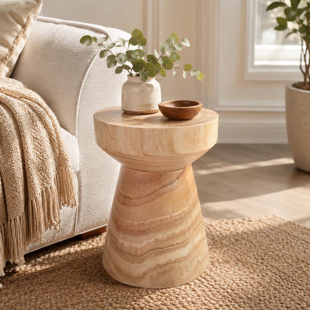 Solid Wood Tree Stump Side Table, Rustic Farmhouse Accent Stand - Etsy