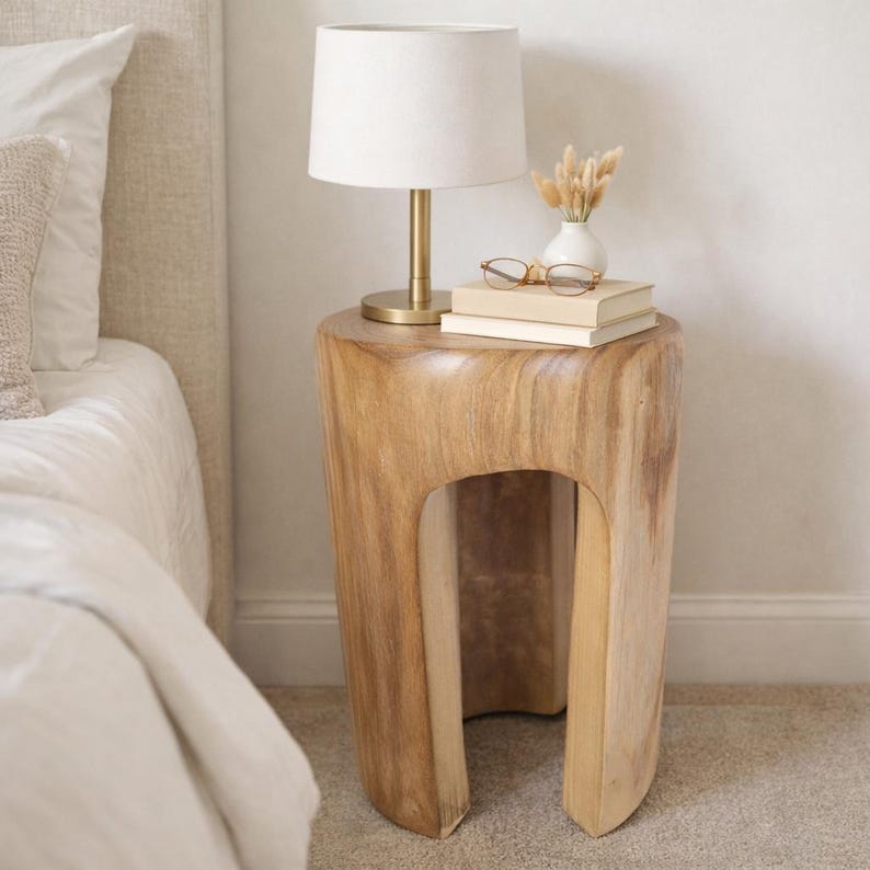 Small Solid Wood Tree Stump Side Table 17.8"h Rustic Round End Table - Etsy