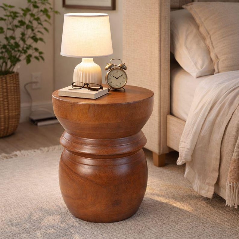 Small Brown Wood Stump Side Table 15.75"h Rustic Round End Table - Etsy