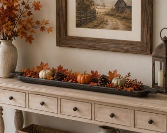 Handcrafted Solid Wood Dough Bowl, Farmhouse Centerpiece Tray, Rustic Entryway Decor