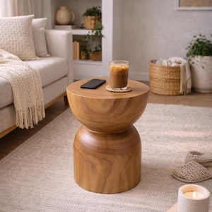 Solid Wood Side Table 15.8"h Round Rustic Accent Table - Etsy