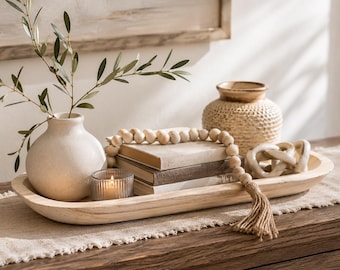 Handcrafted Solid Wood Dough Bowl, Rustic Farmhouse Centerpiece Tray