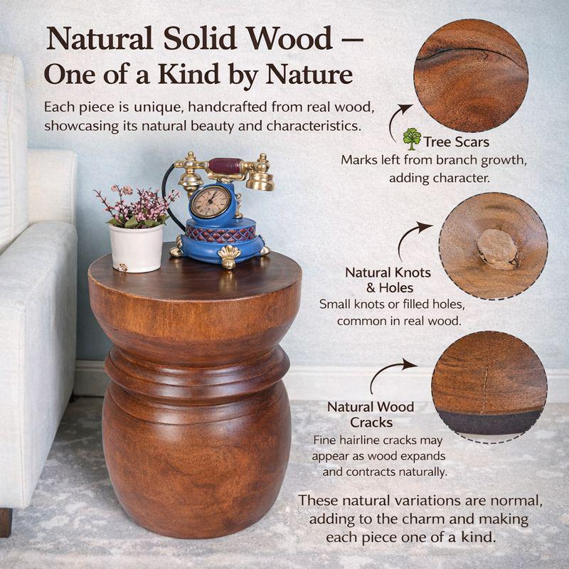 Small Brown Wood Stump Side Table 15.75"h Rustic Round End Table - Etsy