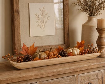 Handmade Extra Long 39 Inch Rustic Farmhouse Dough Bowl Centerpiece Tray