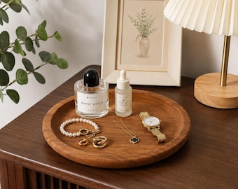 Round Wooden Tray, Handcrafted Farmhouse Decor, Coffee Table Ottoman Centerpiece