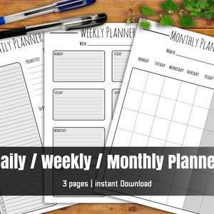 A4 Daily Planner, Weekly Planner, Monthly Planner, Printable PDF, To do List, instant Download, Productivity,