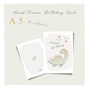 Cartão de aniversário exclusivo desenhado à mão, formato PDF