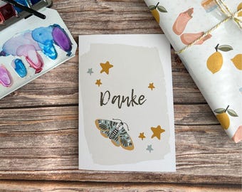 Dankeskarte Digital | Klappkarte A5 | PDF Download | Handgezeichnet | Drucken zu Hause | Eva's Lemon