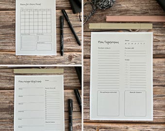 Planer Bundle Digital | Tages- Wochen- & Monatsplaner | PDF Download | Handgezeichnet | Eva's Lemon